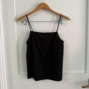 Black woven square high neck Spaghetti Strap cami Top